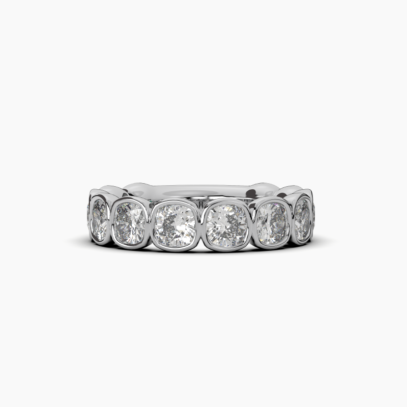 Cushion Bezel Halfway Wedding Band