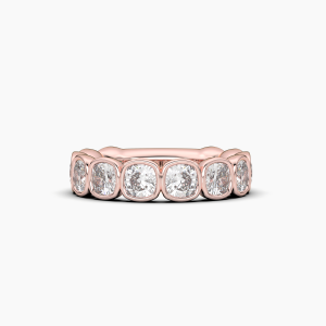 Cushion Bezel Halfway Wedding Band