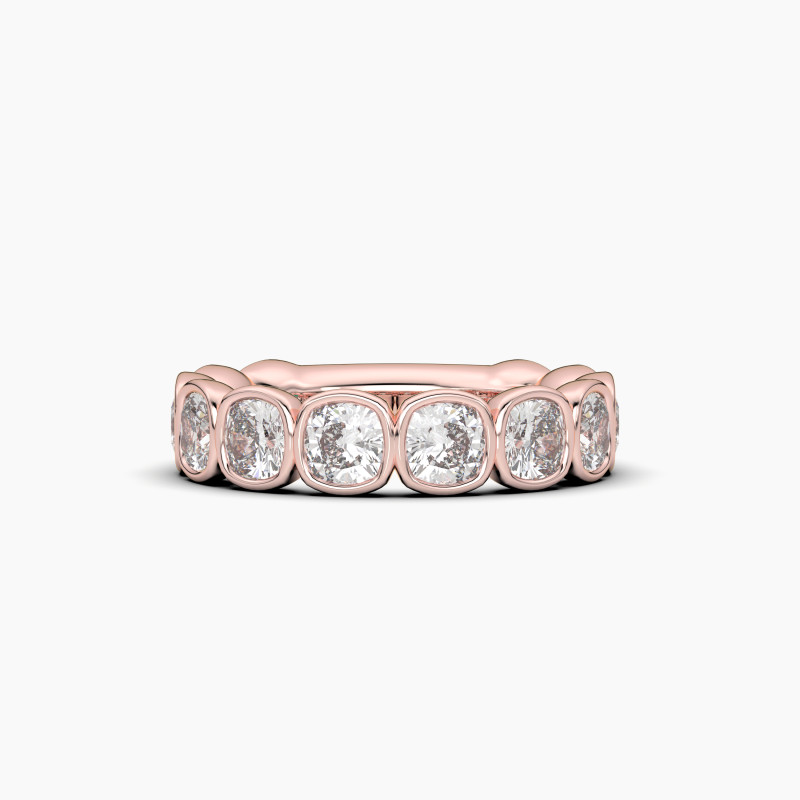 Cushion Bezel Halfway Wedding Band