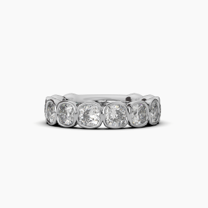 Cushion Bezel Halfway Wedding Band