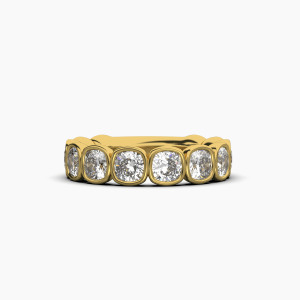 Cushion Bezel Halfway Wedding Band