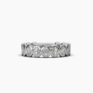 Oval Bezel Halfway Wedding Band