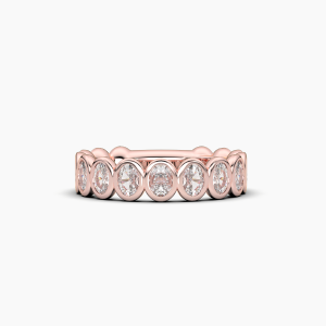 Oval Bezel Halfway Wedding Band