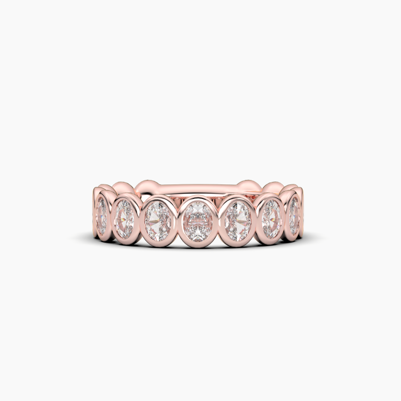 Oval Bezel Halfway Wedding Band