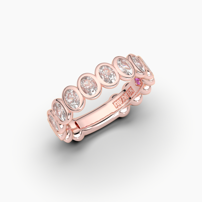 Oval Bezel Halfway Wedding Band