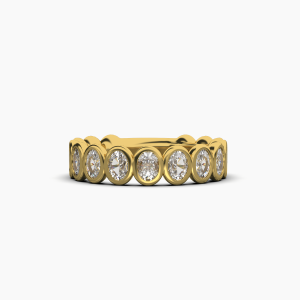 Oval Bezel Halfway Wedding Band