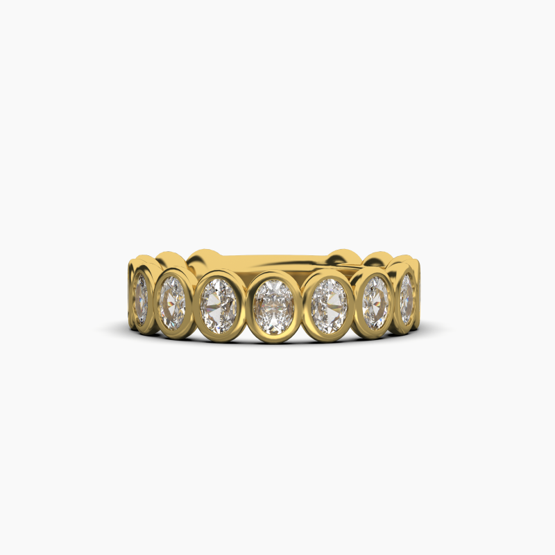 Oval Bezel Halfway Wedding Band