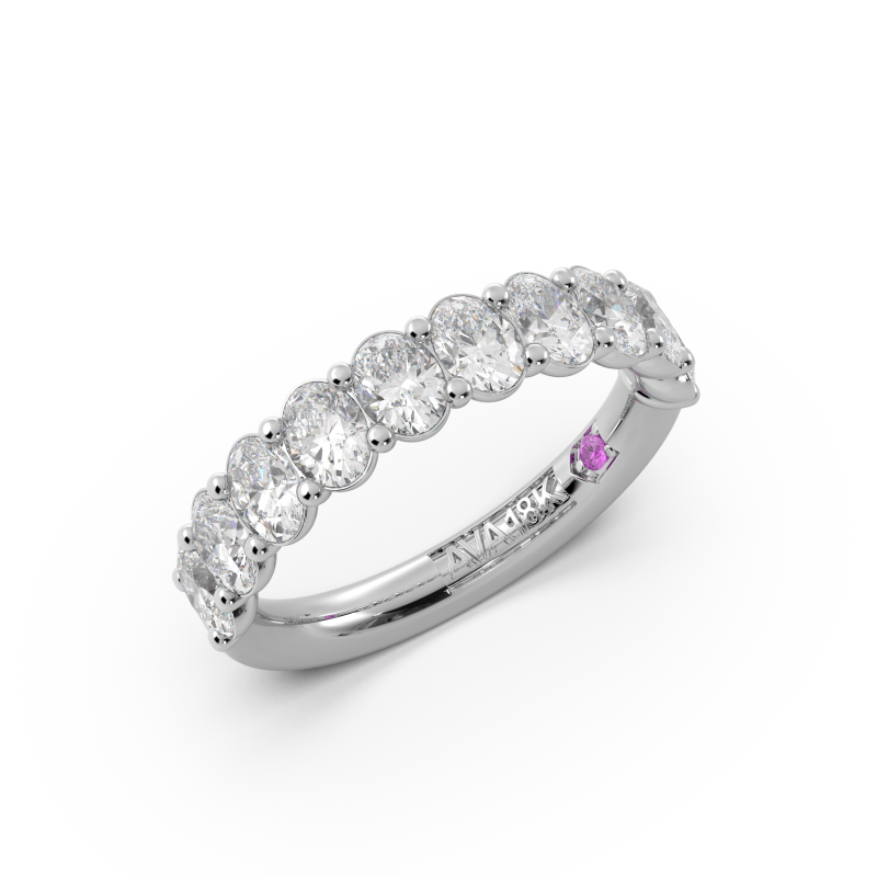 Oval Signature Cup Halfway Wedding Band