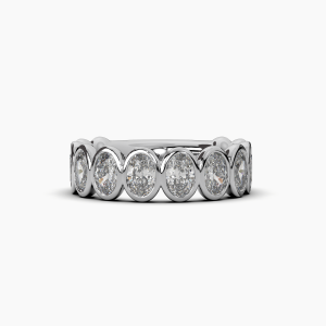 Oval Bezel Halfway Wedding Band
