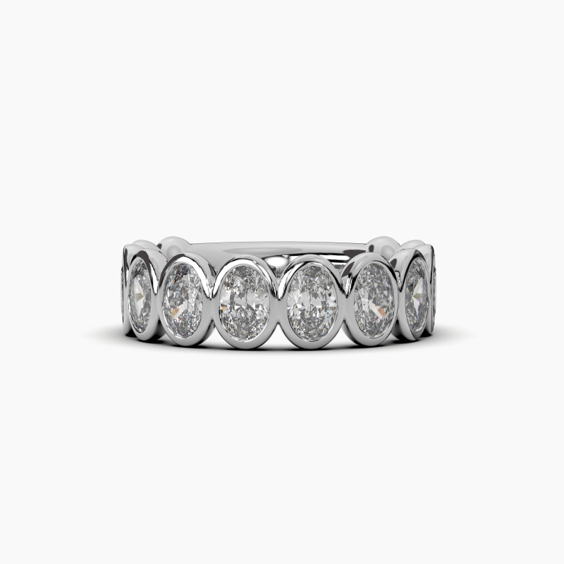 Oval Bezel Halfway Wedding Band