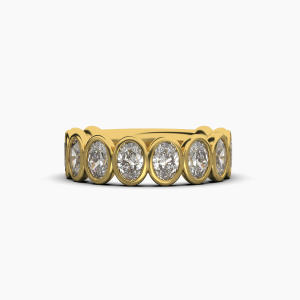 Oval Bezel Halfway Wedding Band