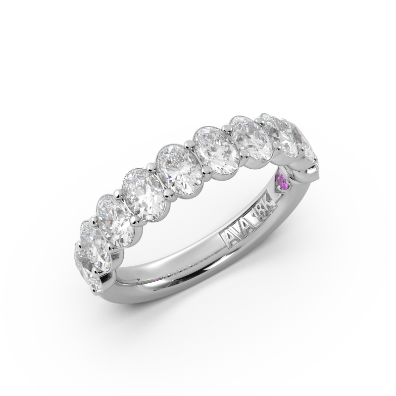 Oval Signature Cup Halfway Wedding Band