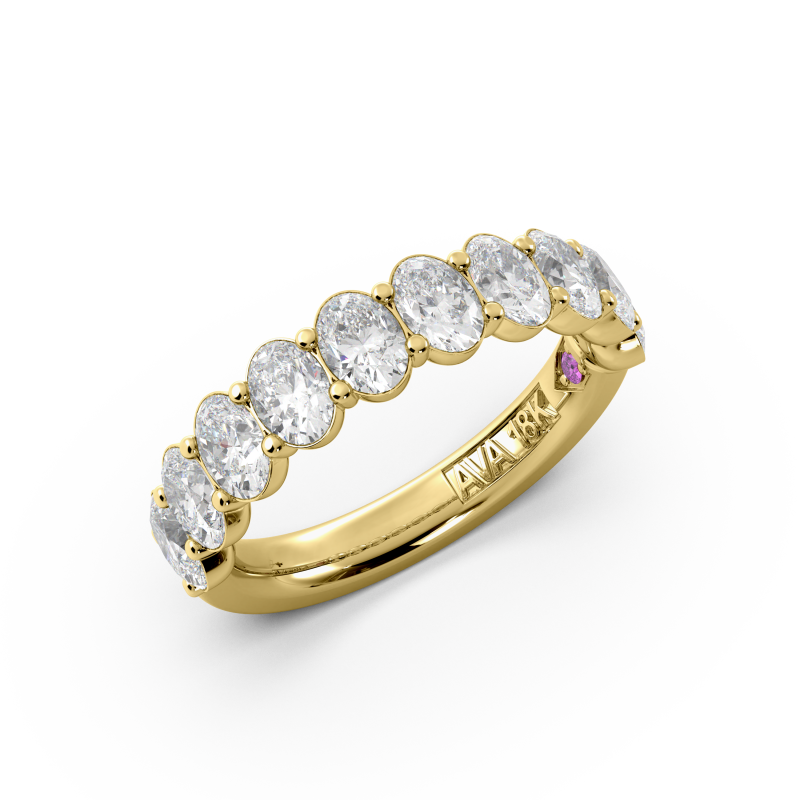 Oval Signature Cup Halfway Wedding Band