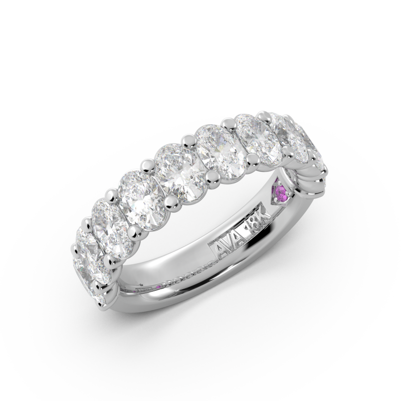 Oval Signature Cup Halfway Wedding Band