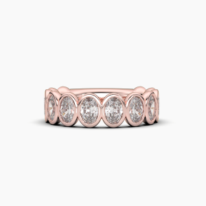 Oval Bezel Halfway Wedding Band