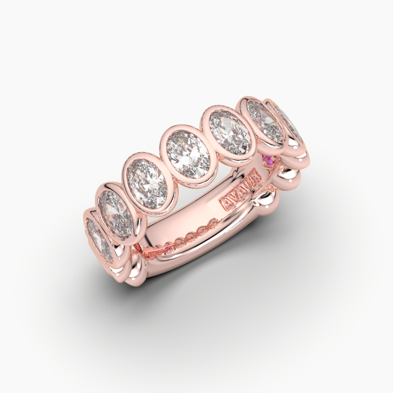 Oval Bezel Halfway Wedding Band