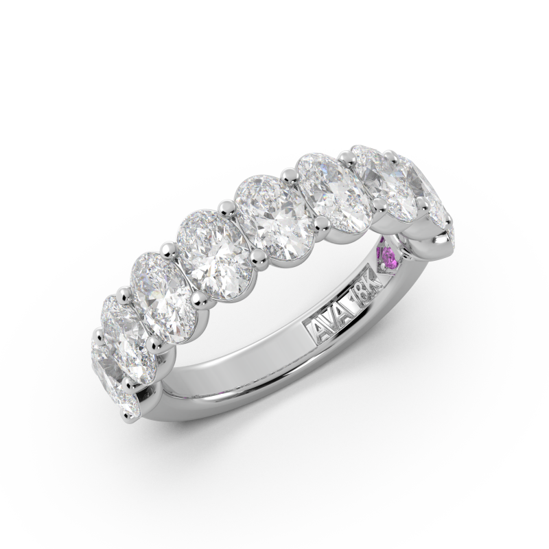 Oval Signature Cup Halfway Wedding Band