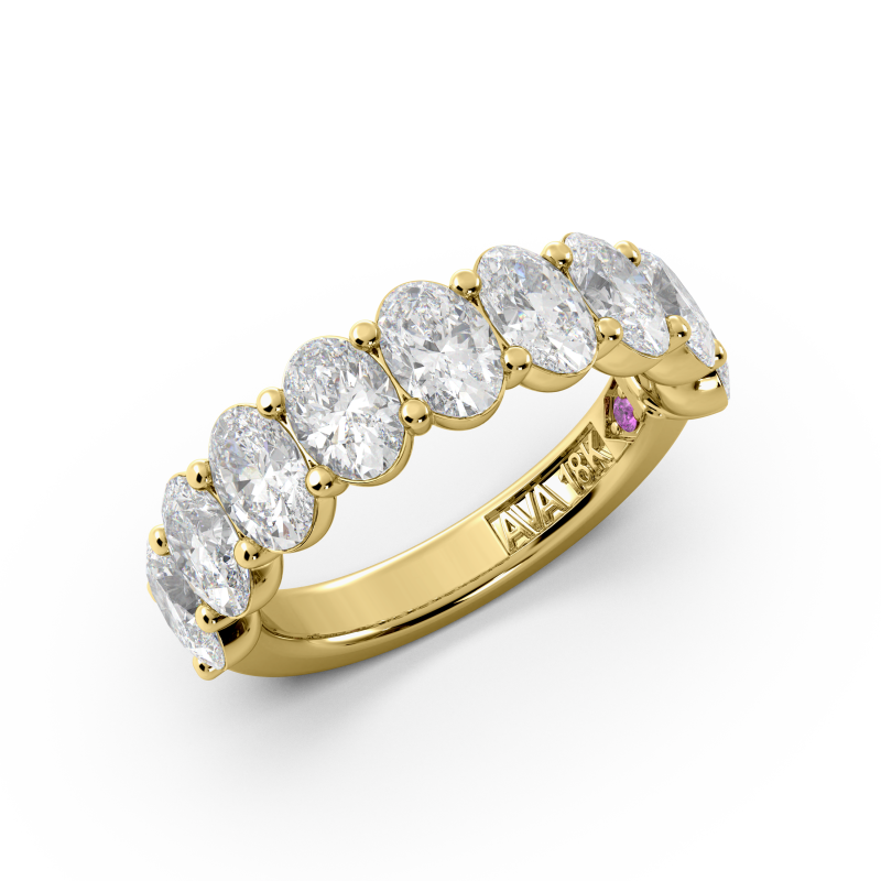 Oval Signature Cup Halfway Wedding Band