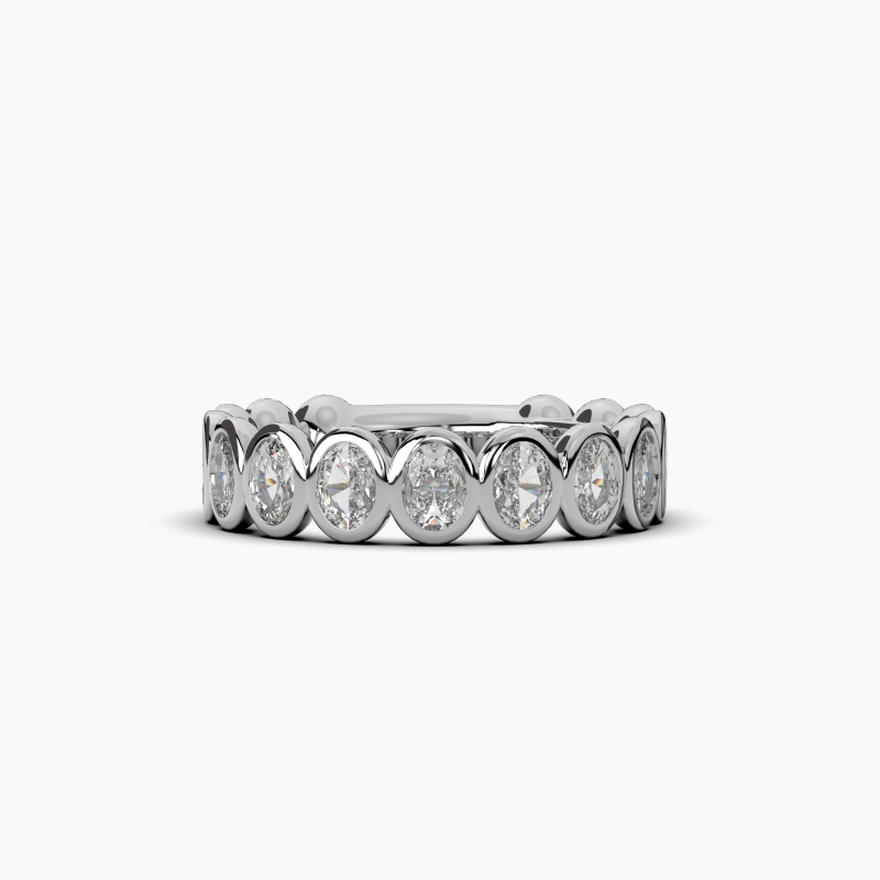 Oval Bezel Halfway Wedding Band