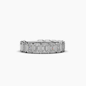 Emerald Bezel Halfway Wedding Band