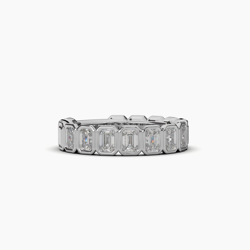Emerald Bezel Halfway Wedding Band