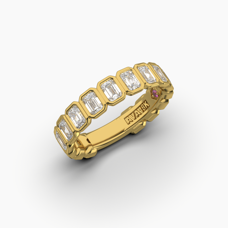 Emerald Bezel Halfway Wedding Band