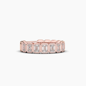 Emerald Bezel Halfway Wedding Band