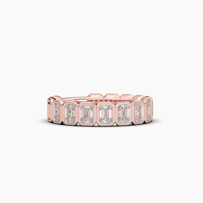 Emerald Bezel Halfway Wedding Band
