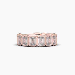 Emerald Bezel Halfway Wedding Band