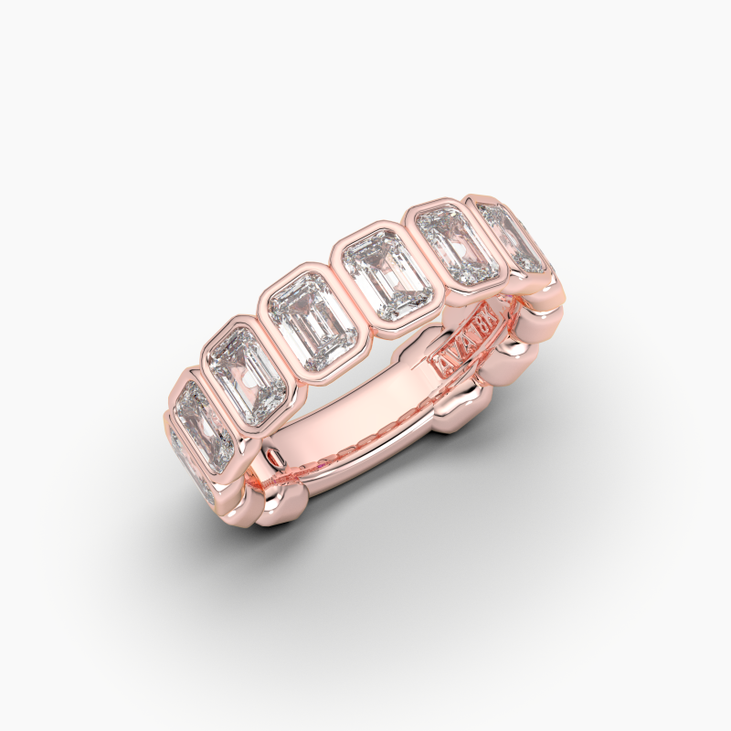 Emerald Bezel Halfway Wedding Band