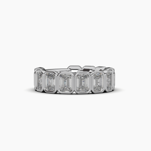 Emerald Bezel Halfway Wedding Band