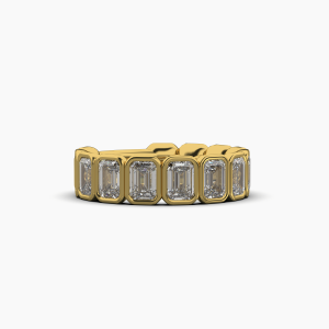Emerald Bezel Halfway Wedding Band