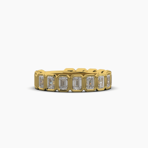 Emerald Bezel Halfway Wedding Band