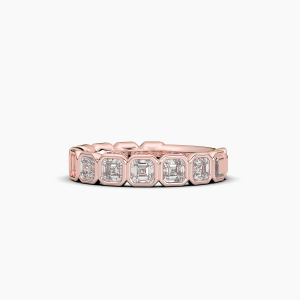 Asscher Bezel Halfway Wedding Band