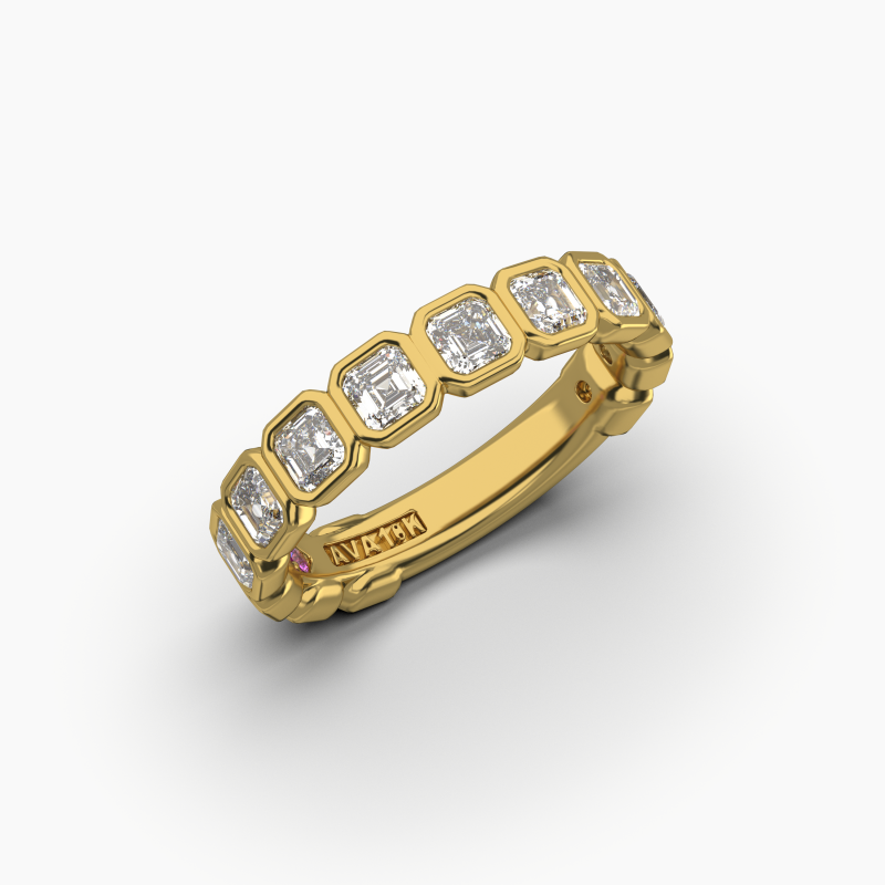 Asscher Bezel Halfway Wedding Band