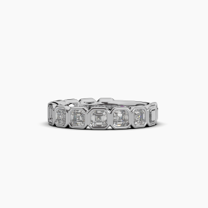 Asscher Bezel Halfway Wedding Band
