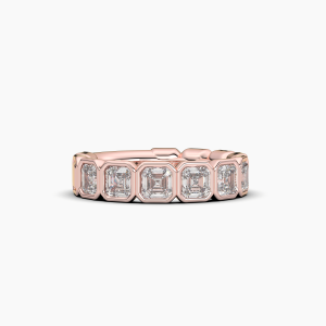 Asscher Bezel Halfway Wedding Band