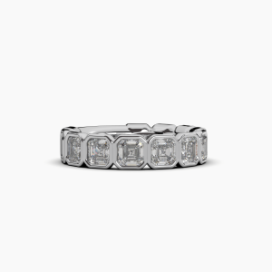 Asscher Bezel Halfway Wedding Band