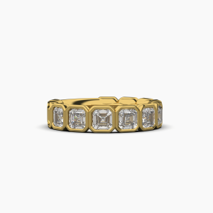 Asscher Bezel Halfway Wedding Band