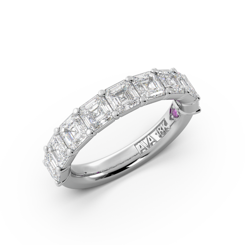 Asscher Signature Cup Halfway Wedding Band