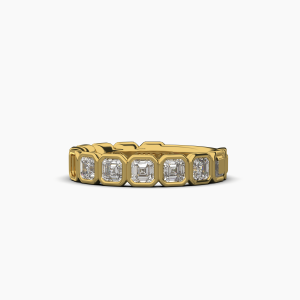 Asscher Bezel Halfway Wedding Band
