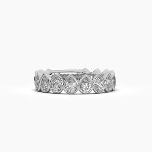Pear Bezel Halfway Wedding Band
