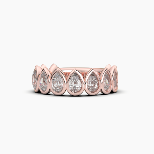 Pear Bezel Halfway Wedding Band
