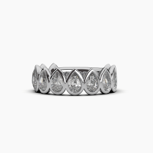 Pear Bezel Halfway Wedding Band
