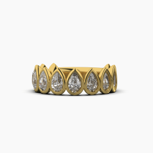 Pear Bezel Halfway Wedding Band