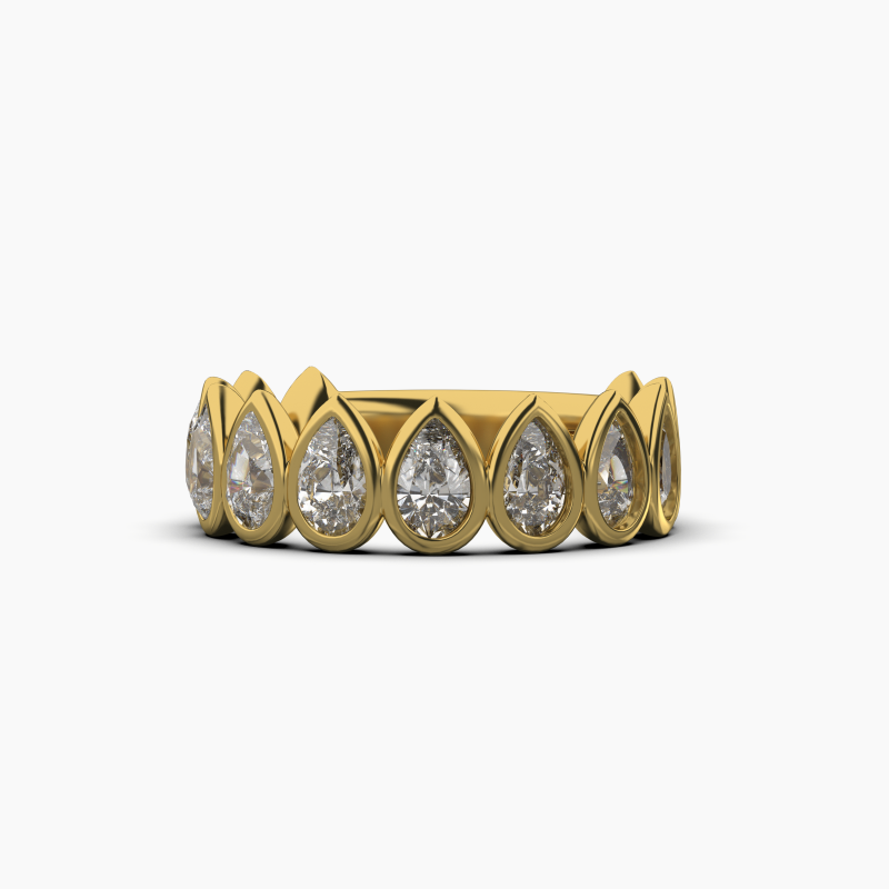 Pear Bezel Halfway Wedding Band