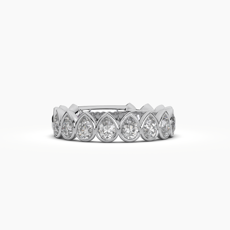 Pear Bezel Halfway Wedding Band