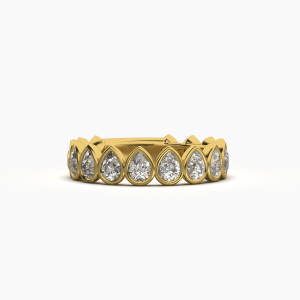 Pear Bezel Halfway Wedding Band