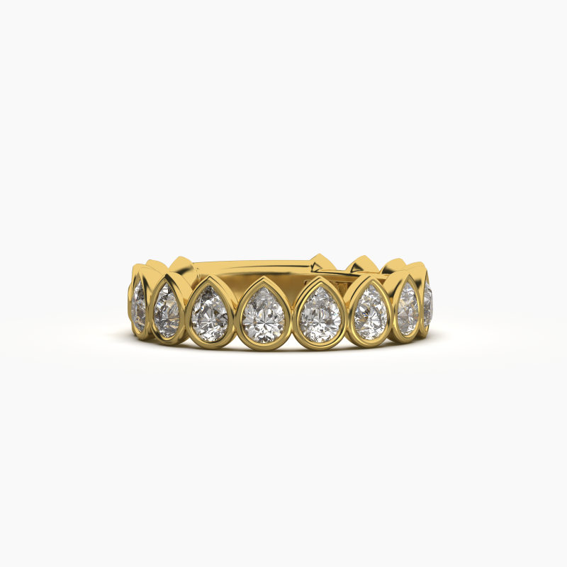 Pear Bezel Halfway Wedding Band
