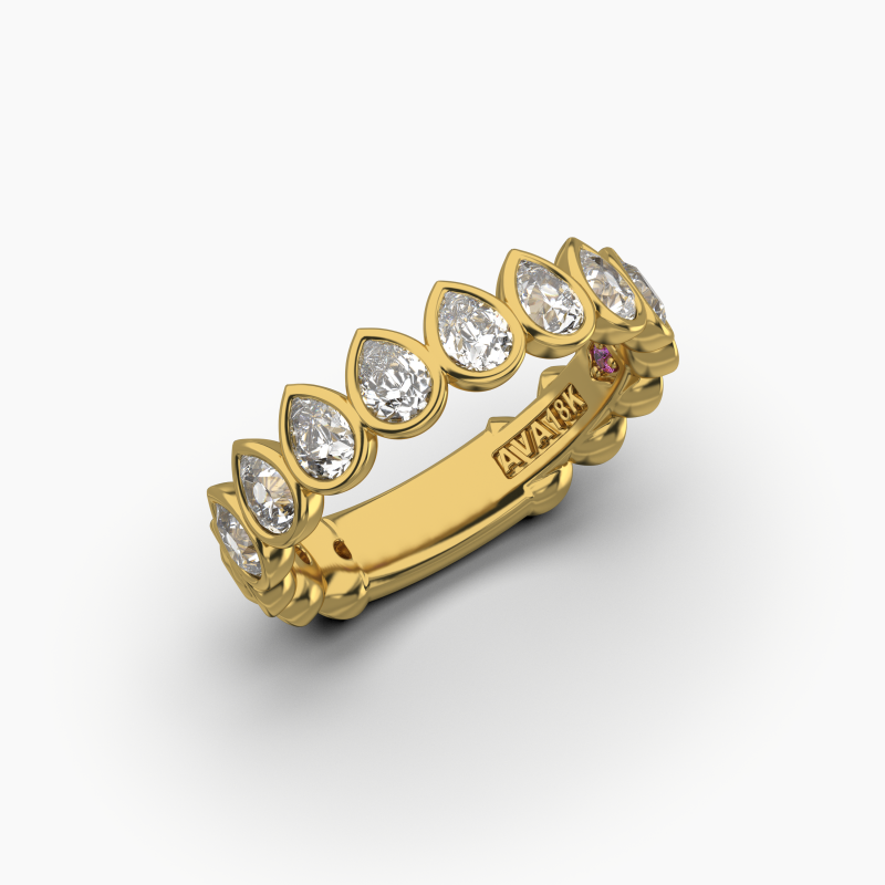 Pear Bezel Halfway Wedding Band